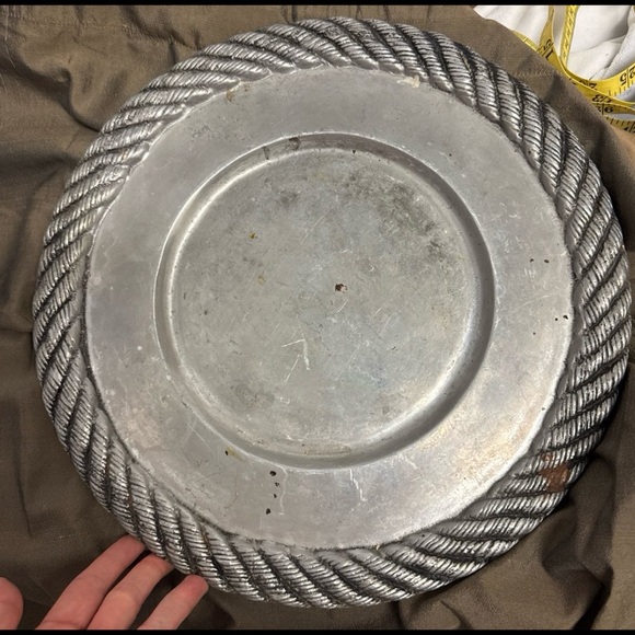 Silver Decorative Plate with Rope Design